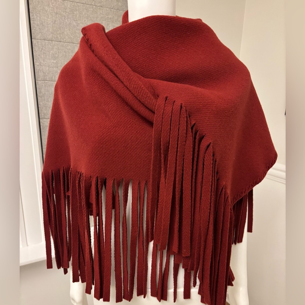 Burberry wool/cashmere fringe scarf/wrap